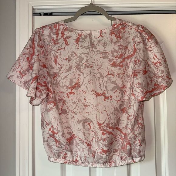 Astr Pink Flutter Sleeve Blouse with Notched Collar Size Small Womens - Picture 5 of 14